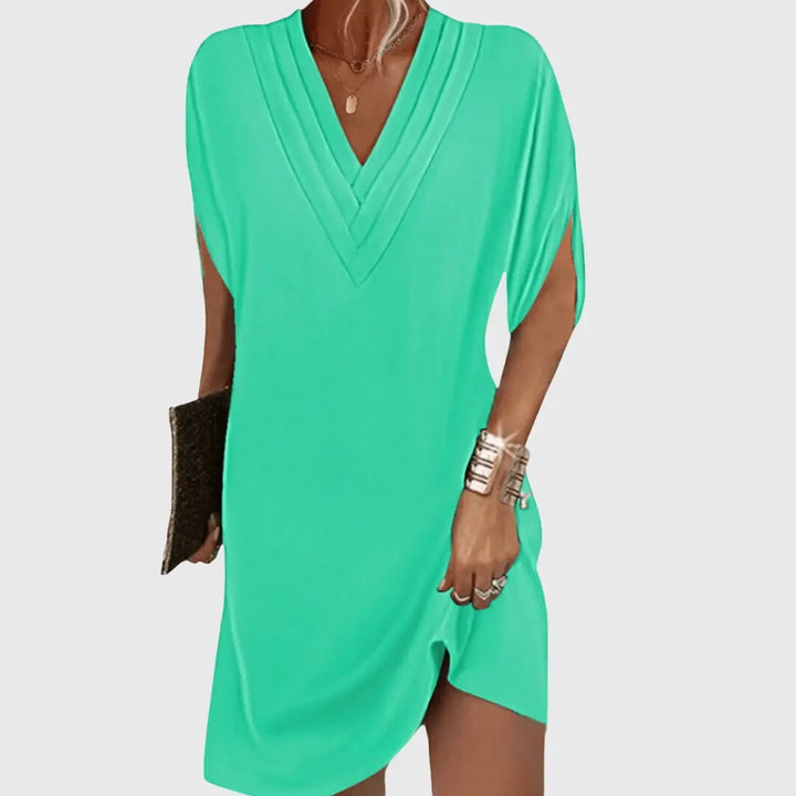 Jenna | Women’s Elegant Tummy-Hiding V-Neck Relaxed Fit Dress Luvy Boutique