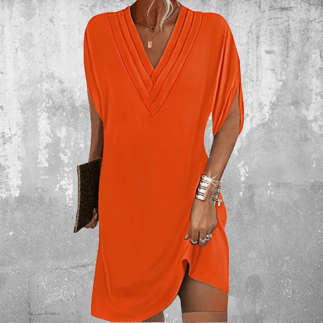 Ashley | Womens V Neck Relaxed Fit Mini Dress Luvy Boutique