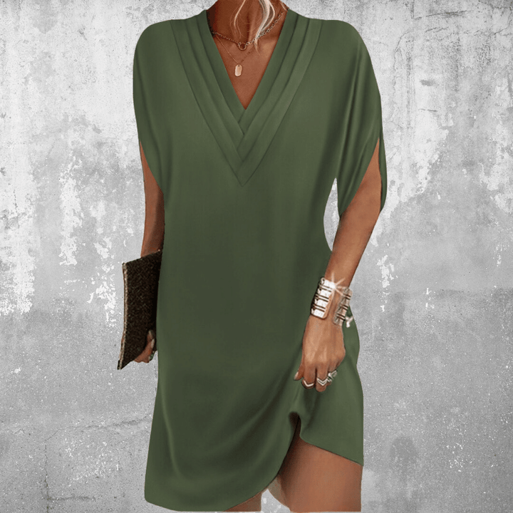 Ashley | Womens V Neck Relaxed Fit Mini Dress Luvy Boutique