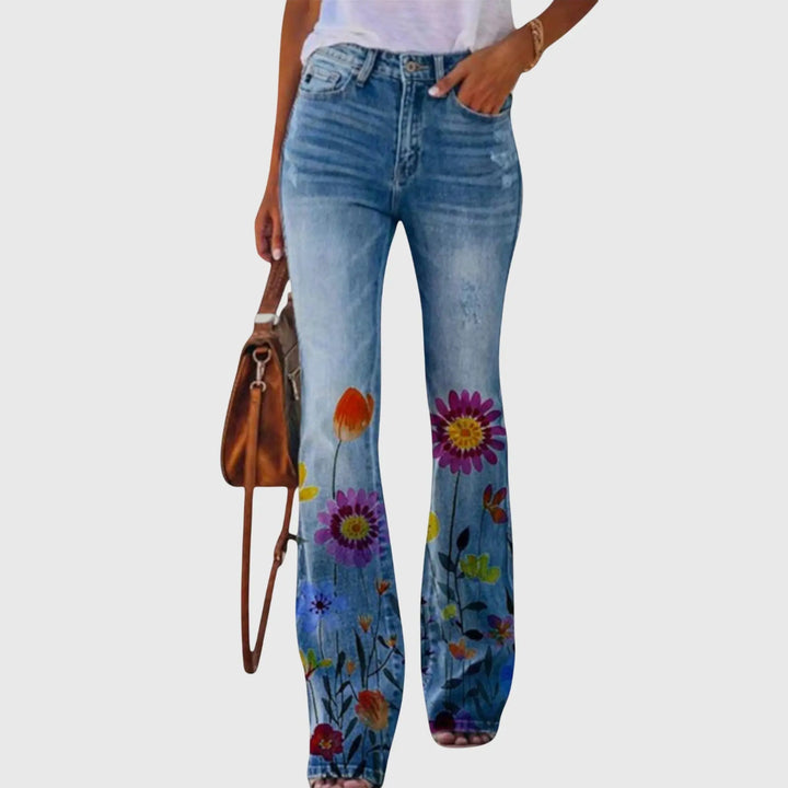 Emily | Womens Floral Printed Skinny Jeans Luvy Boutique