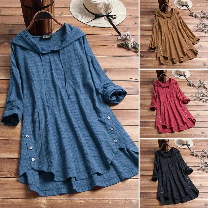 Eliana | Stylish Hooded Button-Down Dress Luvy Boutique