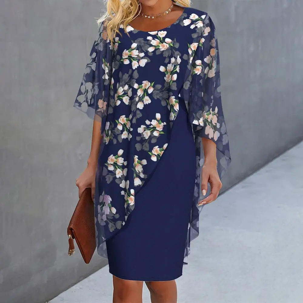 Margie | Floral Sheer Capelet Dress Luvy Boutique