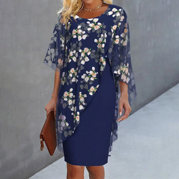 Margie | Floral Sheer Capelet Dress Luvy Boutique