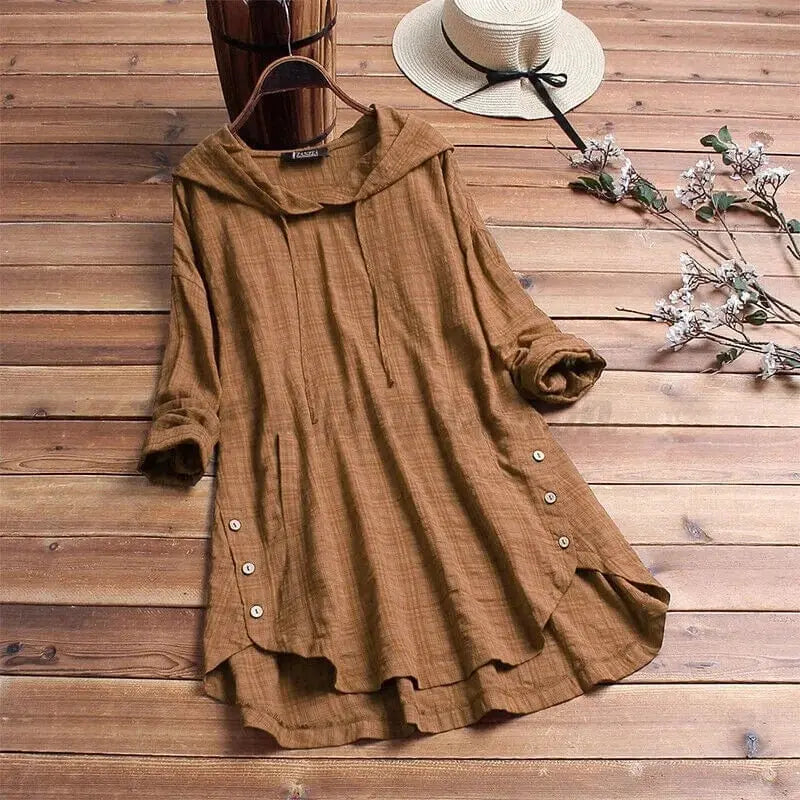 Eliana | Stylish Hooded Button-Down Dress Luvy Boutique