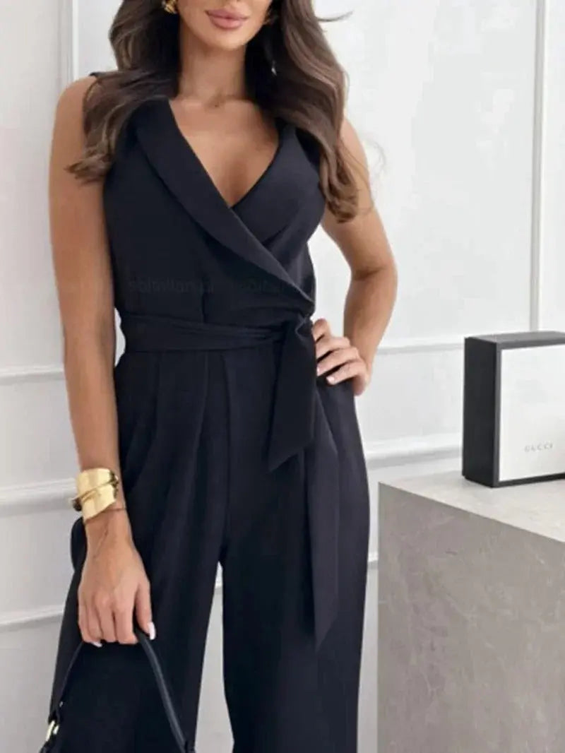 Layla | Stylish Wrap-Front Wide-Leg Jumpsuit Luvy Boutique
