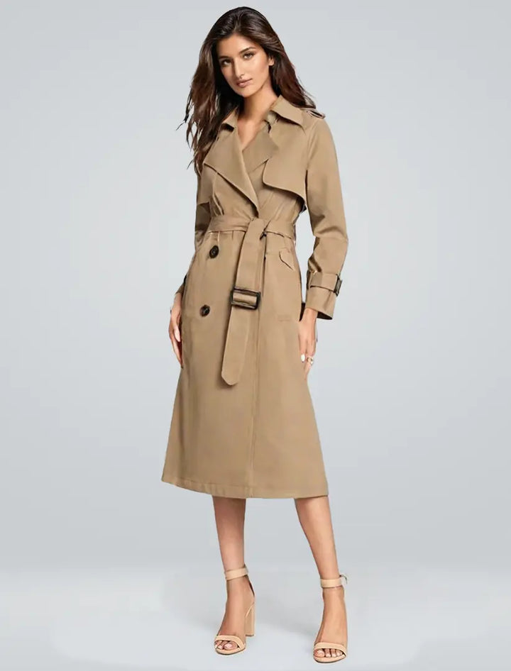 Bella | Women Double Breasted Belted Trench Coat Luvy Boutique