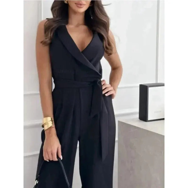Layla | Stylish Wrap-Front Wide-Leg Jumpsuit Luvy Boutique