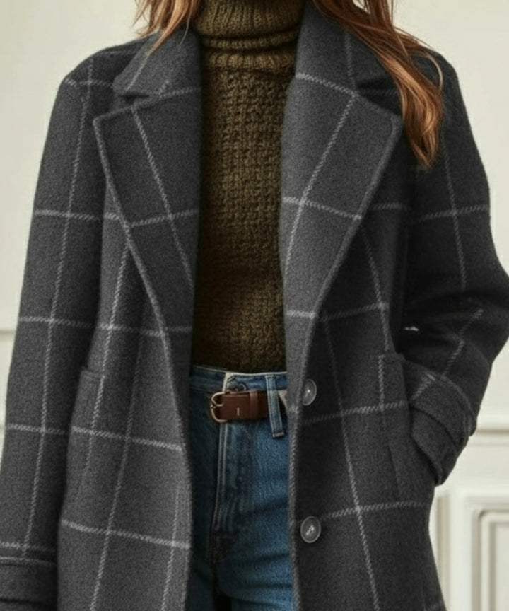 Emily | Womens Plaid Button Front Coat Luvy Boutique