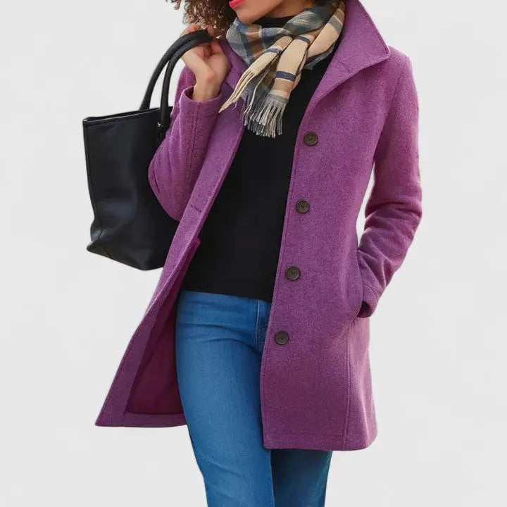 Brooklyn | Women Button Front Long Coat Luvy Boutique