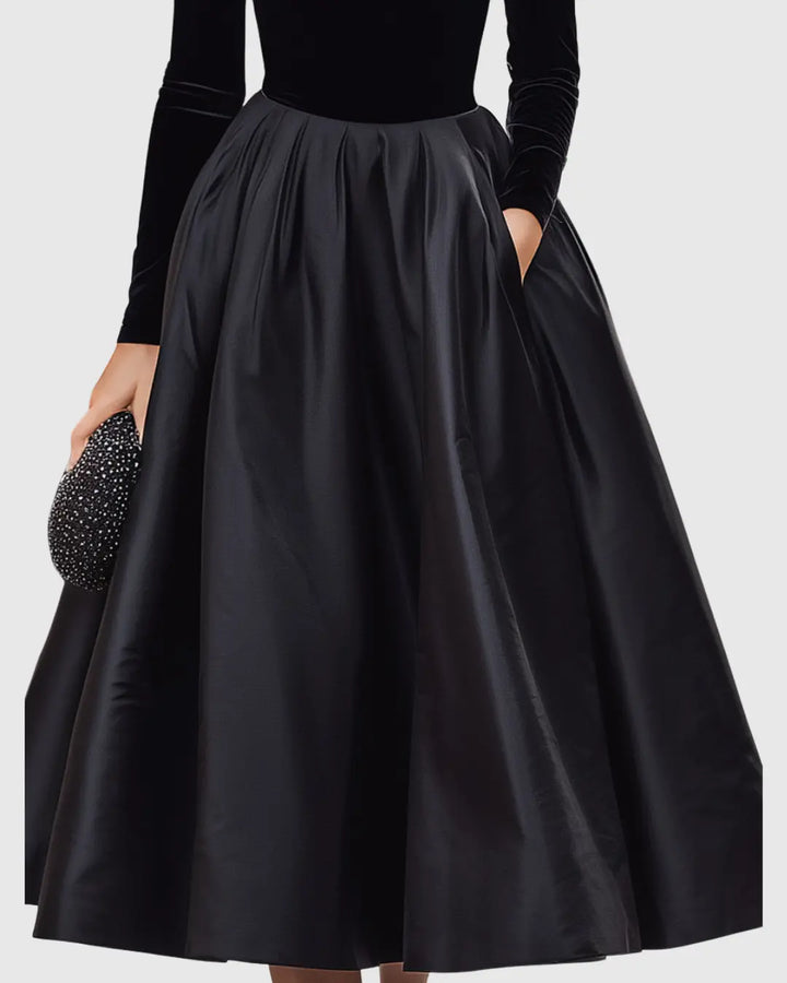 Faith | Women’s Velvet and Satin Midi Dress Luvy Boutique