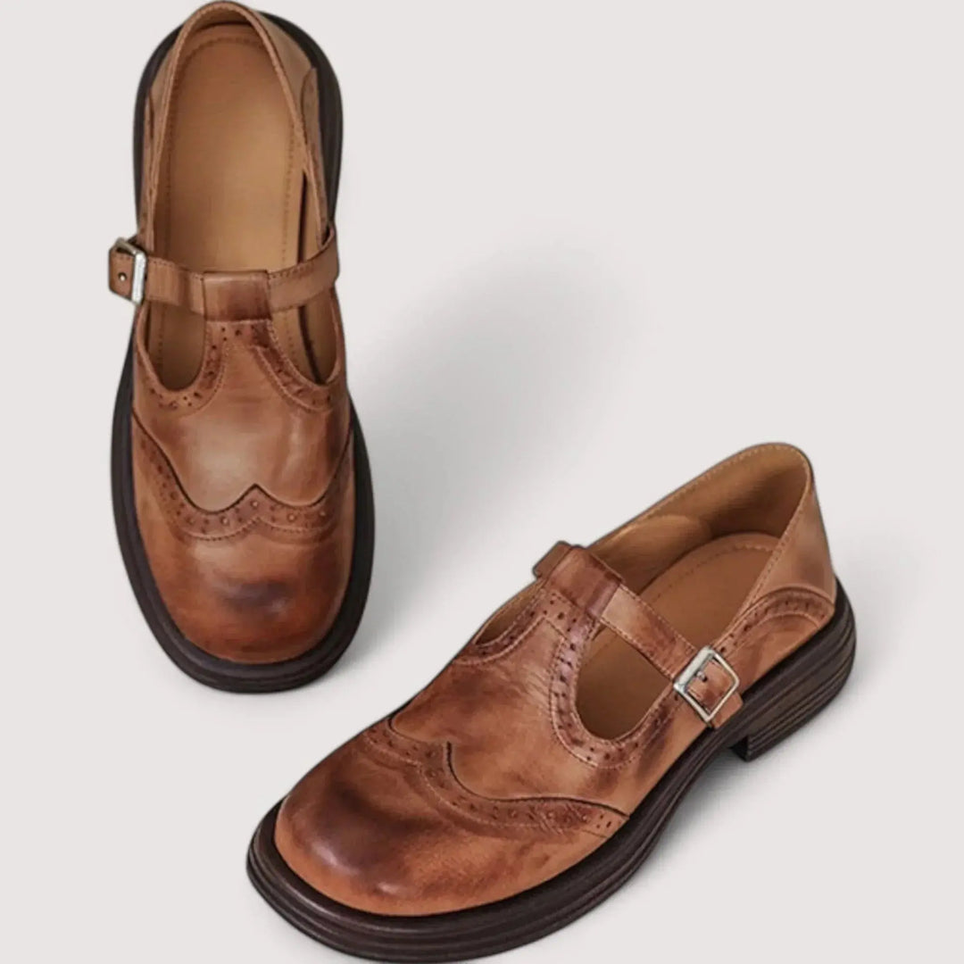 Samantha | Women’s Buckle Strap Classic Leather Shoes Luvy Boutique