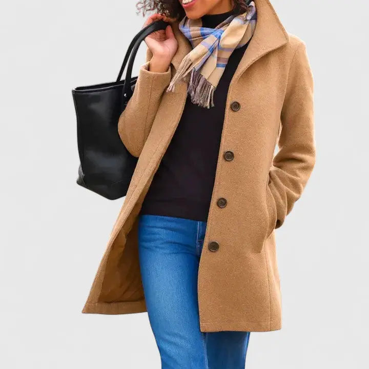Brooklyn | Women Button Front Long Coat Luvy Boutique