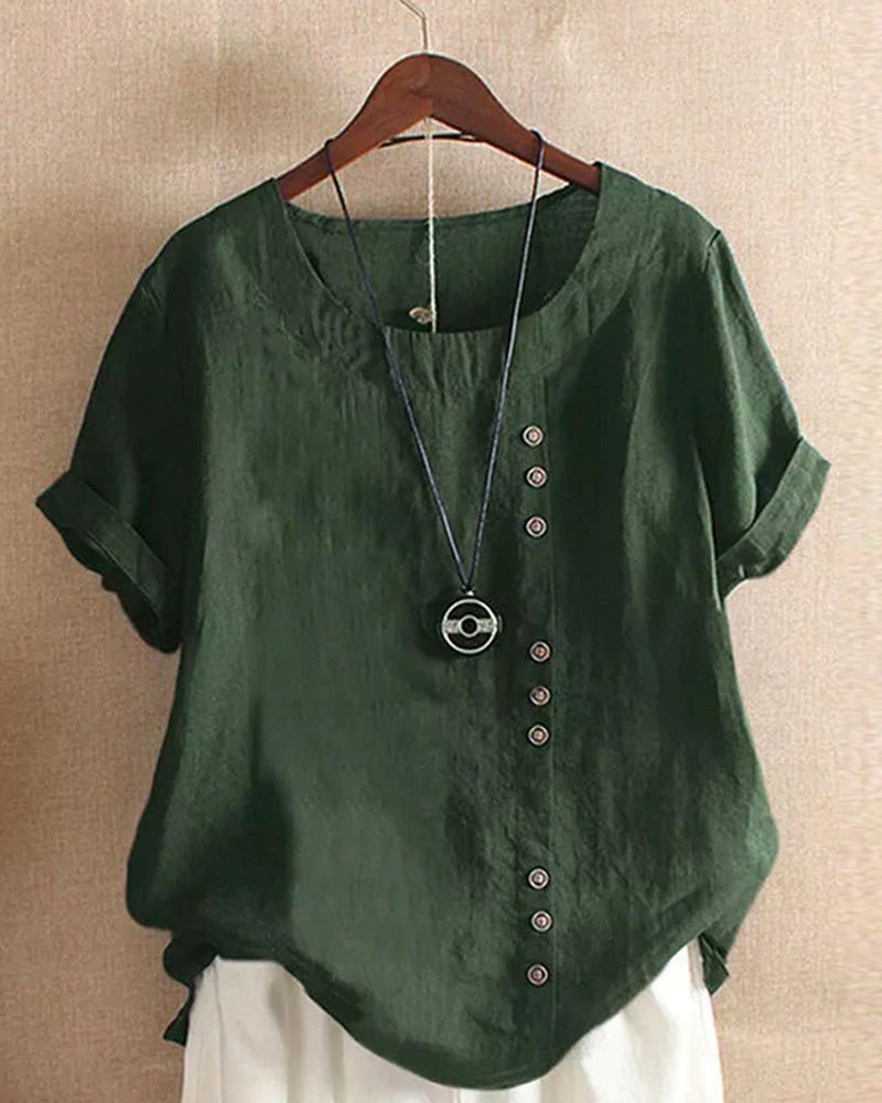 Rachel | Women’s Casual Button Detail Linen Blouse Luvy Boutique