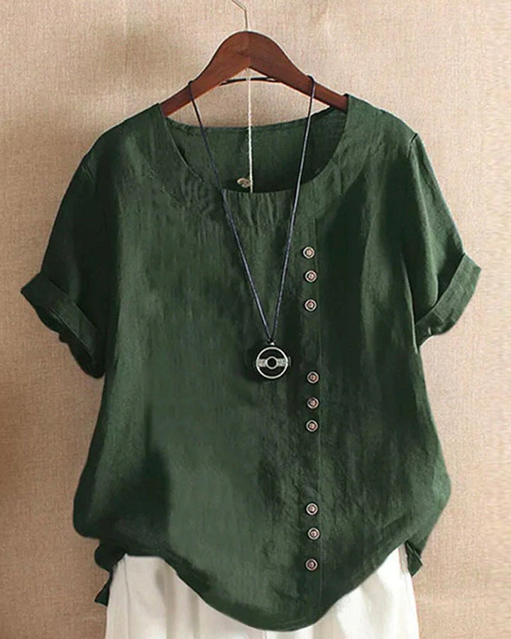 Rachel | Women’s Casual Button Detail Linen Blouse Luvy Boutique
