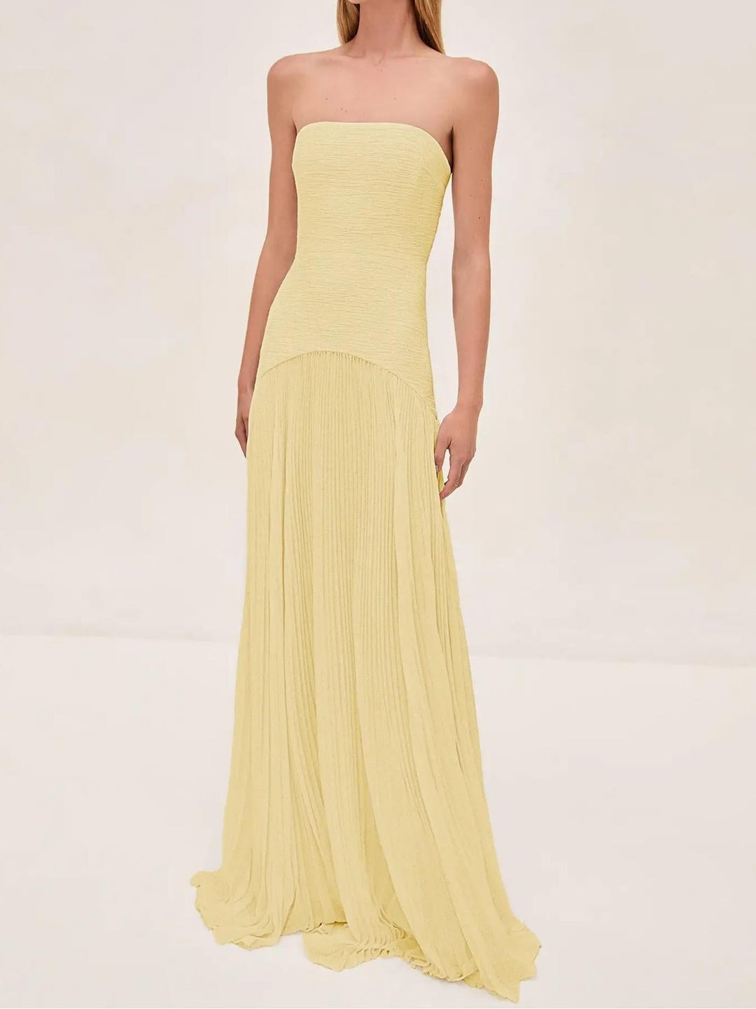 Emily | Women's Strapless Pleated Maxi Wedding Guest Dress Luvy Boutique