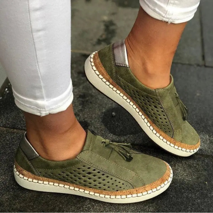 Caroline | Womens Perforated Slip On Casual Sneakers Luvy Boutique