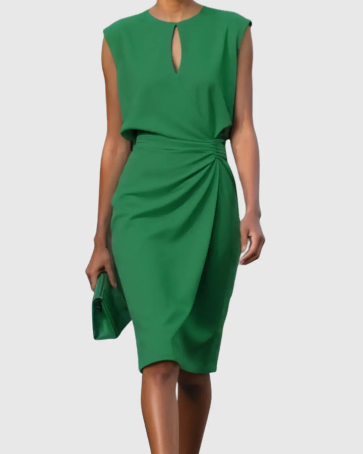 Georgia | Women’s Keyhole Neck Draped Midi Dress Luvy Boutique