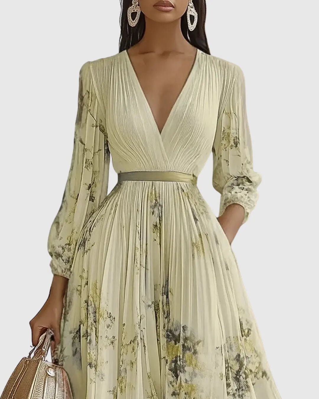 Evelyn | Women’s Elegant Pleated Floral Maxi Dress Luvy Boutique