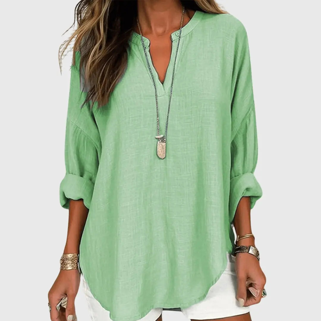 Eleanor | Women’s Loose Casual V-Neck Beach Shirt Luvy Boutique