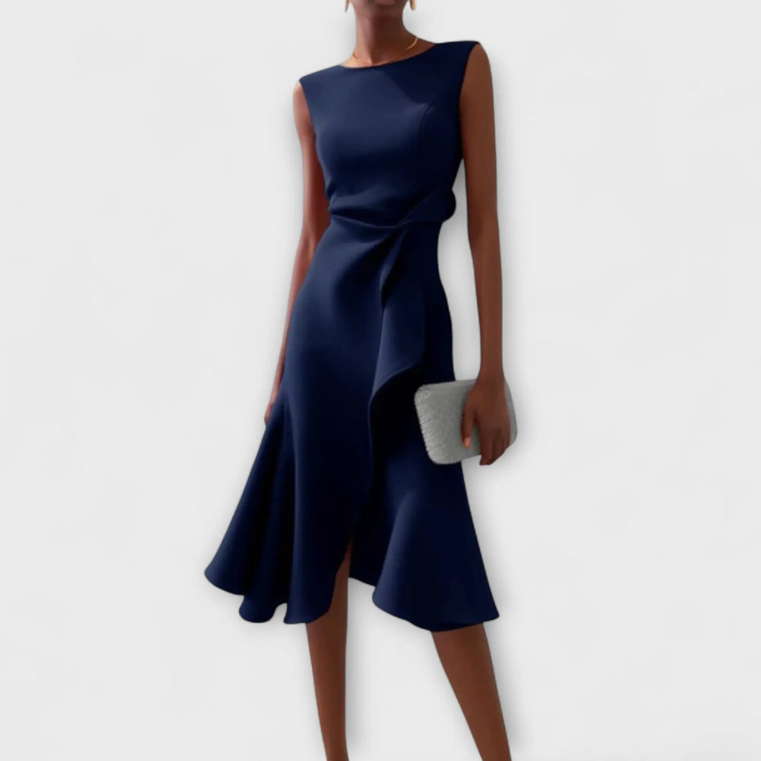 Grace | Women Sleeveless Ruffle Hem Midi Dress Luvy Boutique