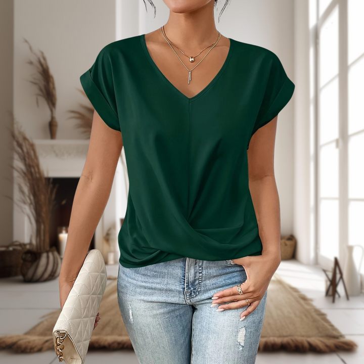 Ella | Women’s V Neck Short Sleeve Top Luvy Boutique