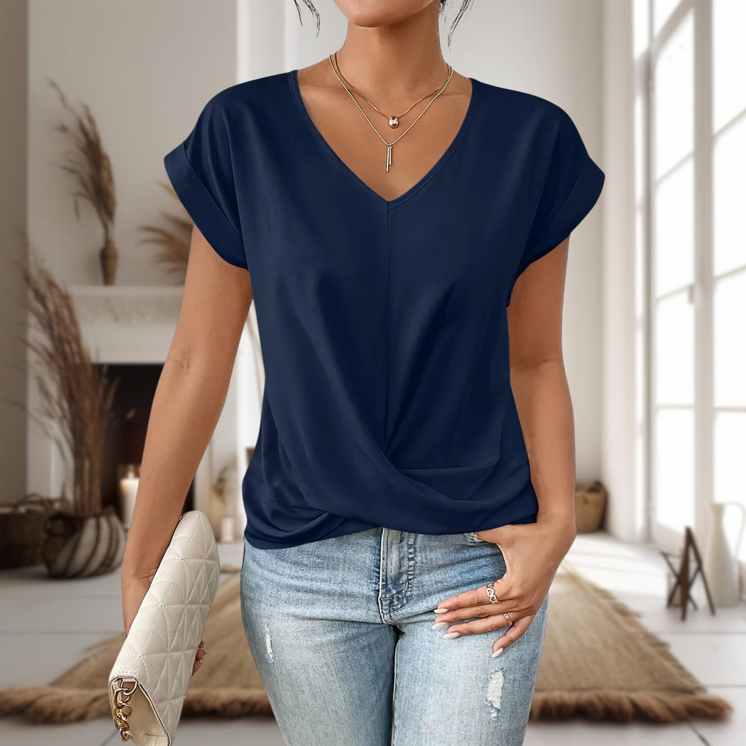 Ella | Women’s V Neck Short Sleeve Top Luvy Boutique