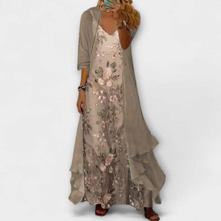 Eleanor | Women Floral Maxi Dress Two Piece Set Luvy Boutique