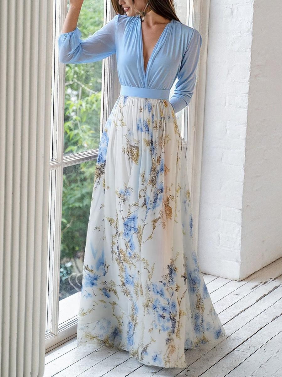 Dakota | Women’s Long Sleeve Printed Maxi Dress Luvy Boutique