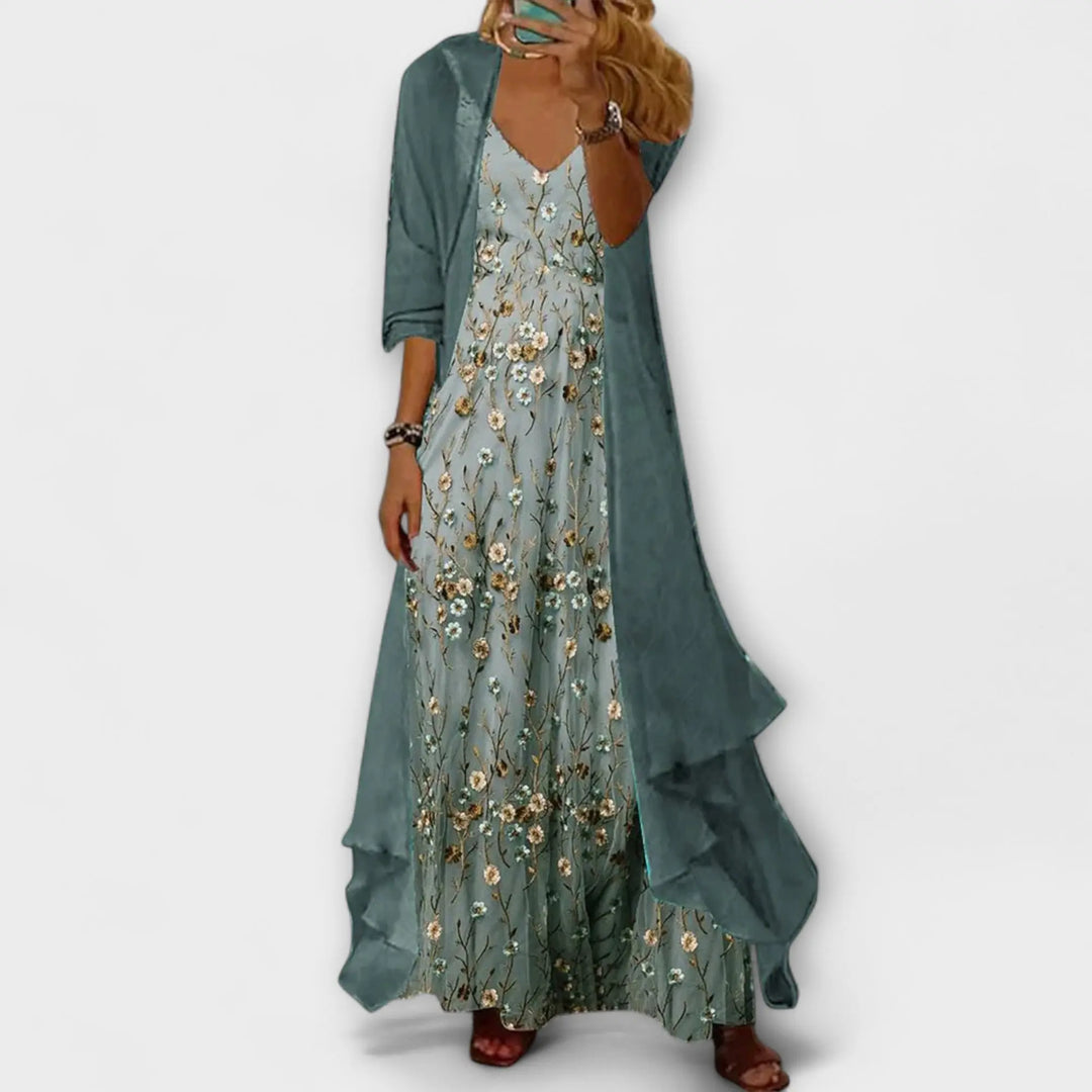 Eleanor | Women Floral Maxi Dress Two Piece Set Luvy Boutique