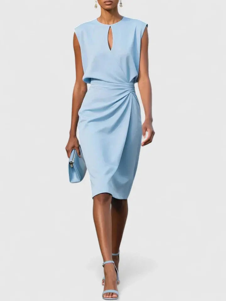 Alice | Womens Sleeveless Ruched Midi Dress Luvy Boutique