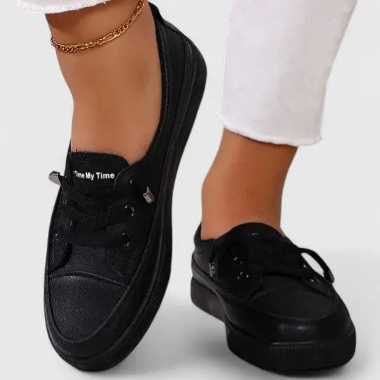 Brooklyn | Women’s Classic White Lace-Up Casual Sneakers Luvy Boutique