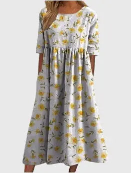 Daisy | Womens Vintage Floral Midi Dress Luvy Boutique