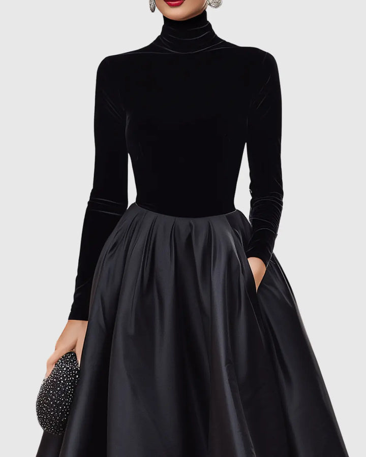 Faith | Women’s Velvet and Satin Midi Dress Luvy Boutique