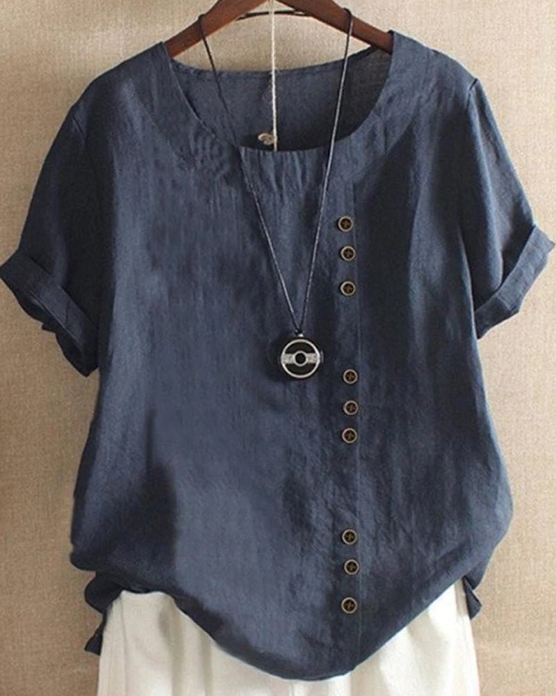 Rachel | Women’s Casual Button Detail Linen Blouse Luvy Boutique