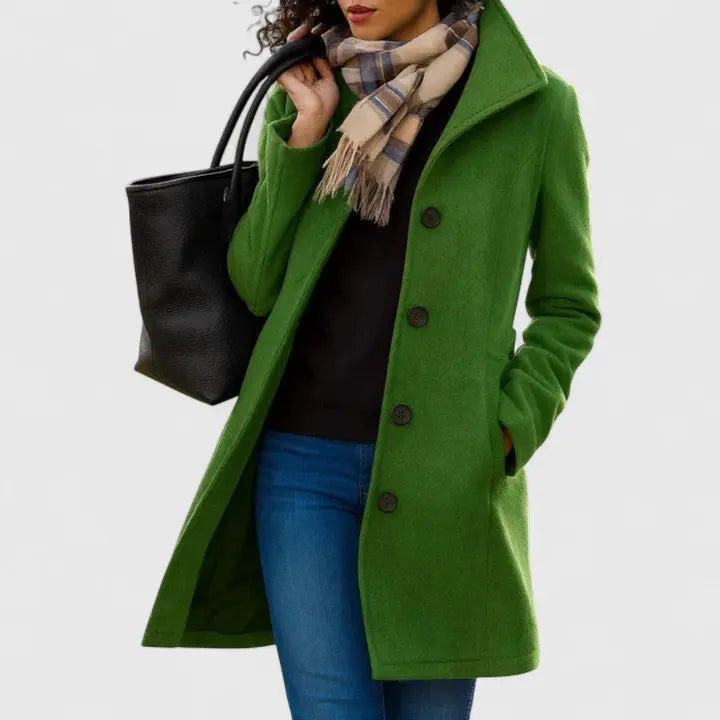 Brooklyn | Women Button Front Long Coat Luvy Boutique