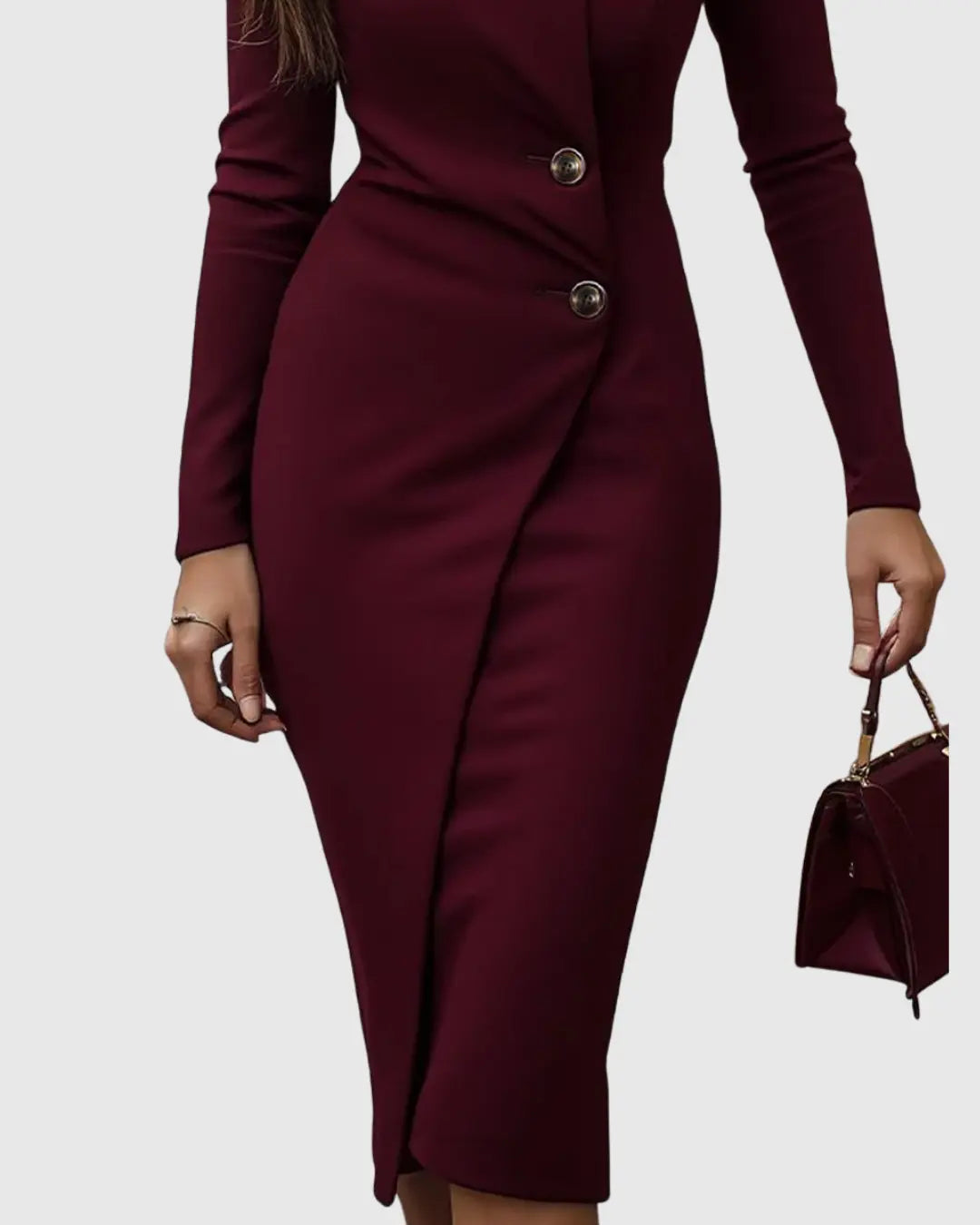 Charlotte | Women’s Wrap Style Midi Dress with Buttons Luvy Boutique