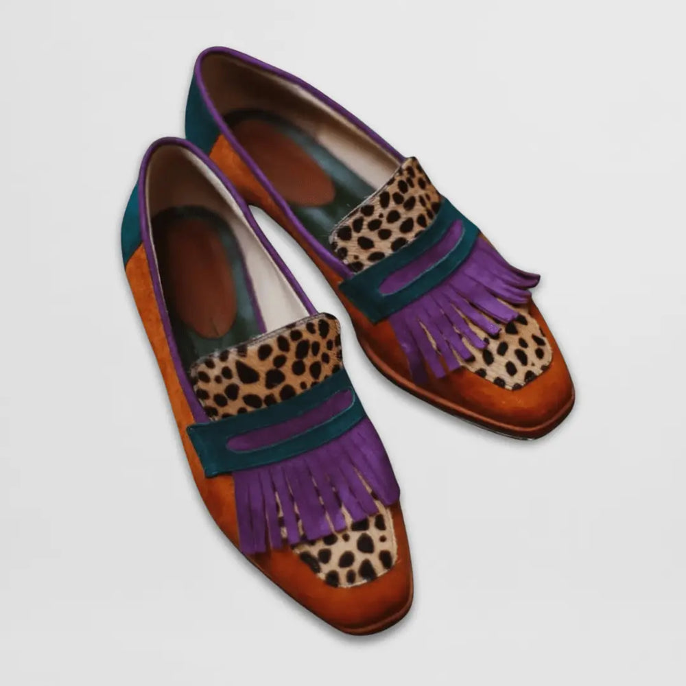 Abigail | Women’s Leopard Fringe Slip-On Loafers Luvy Boutique