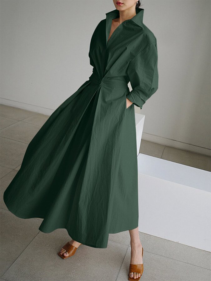 Brooklyn | Womens Elegant Button Waist Shirt Dress Luvy Boutique