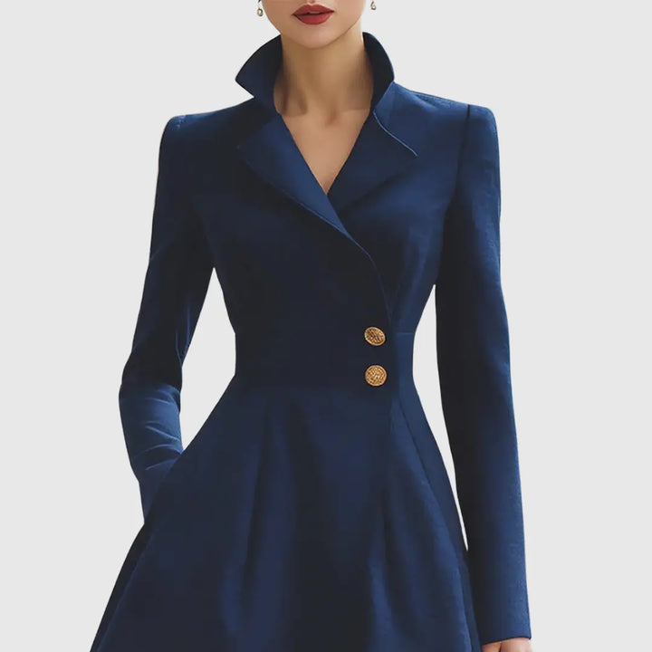 Ava | Women’s Tailored Coat Dress with Gold Buttons Luvy Boutique
