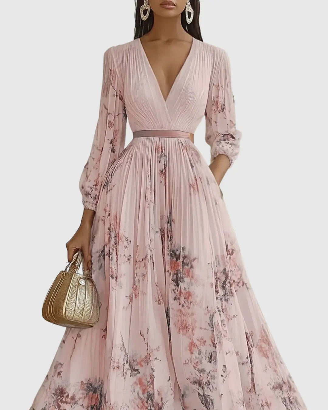 Evelyn | Women’s Elegant Pleated Floral Maxi Dress Luvy Boutique