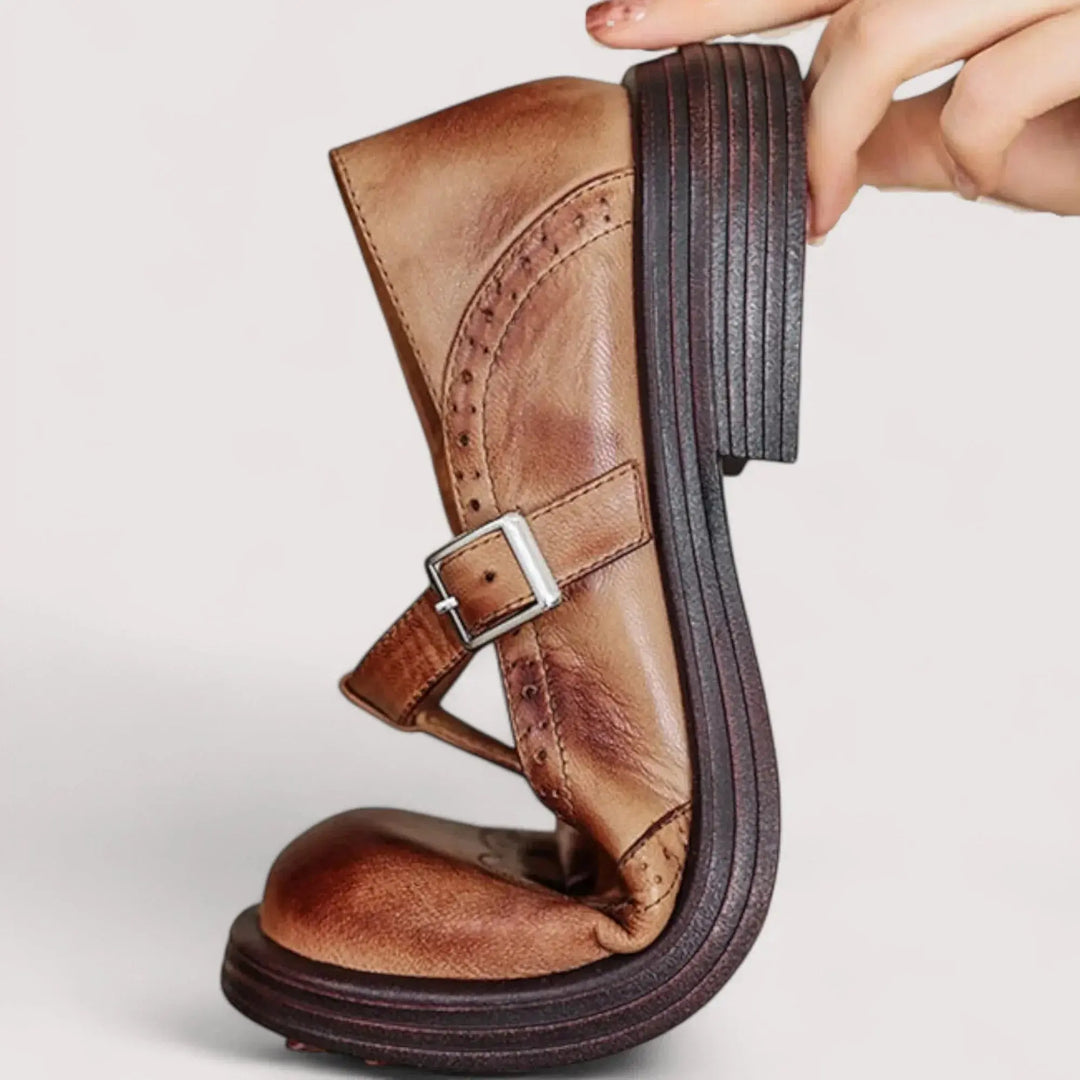 Samantha | Women’s Buckle Strap Classic Leather Shoes Luvy Boutique