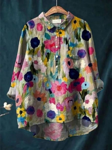 Audrey | Womens Floral Button Up Long Sleeve Shirt Luvy Boutique