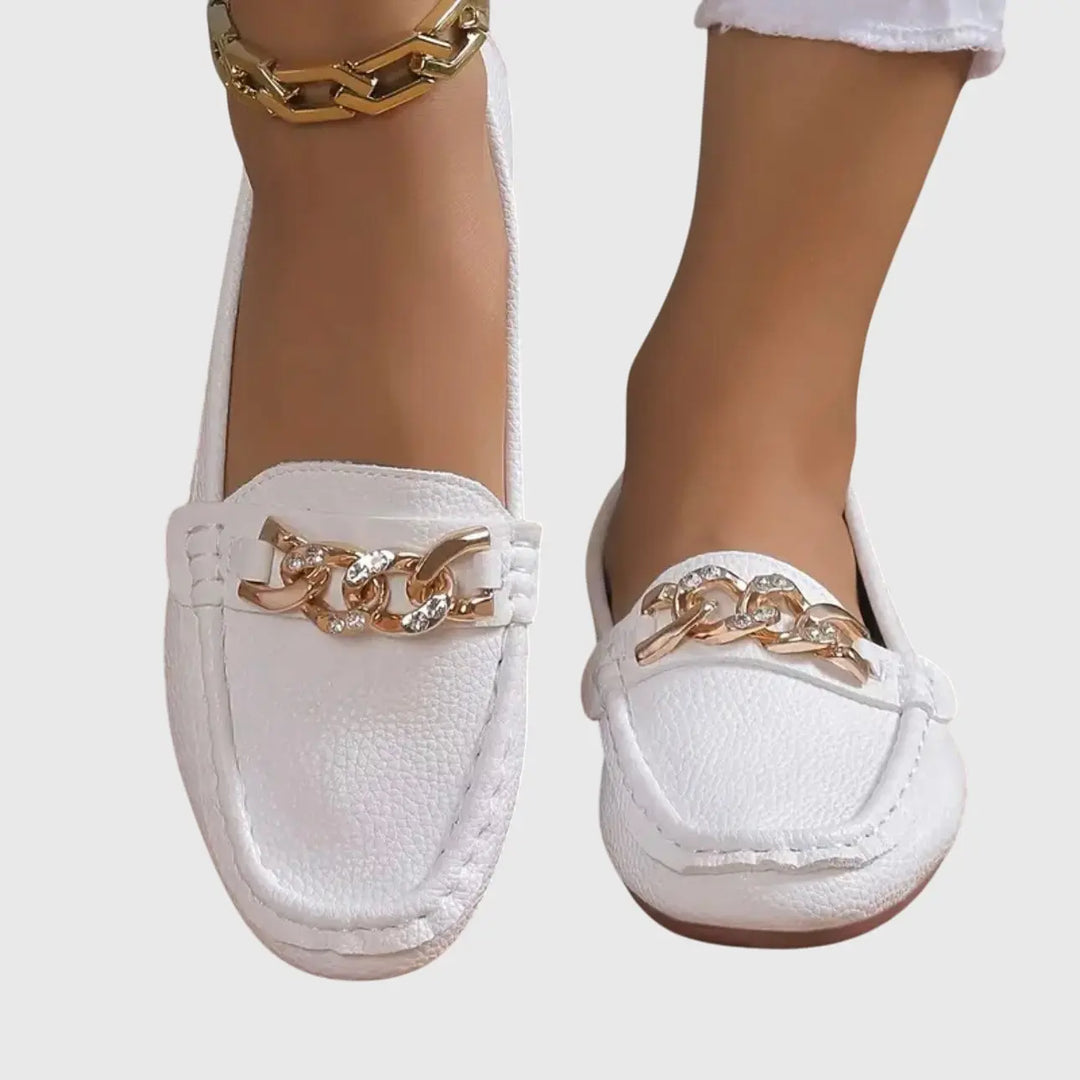 Clara | Womens Chain Detail Slip On Loafers Luvy Boutique