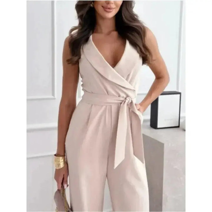 Layla | Stylish Wrap-Front Wide-Leg Jumpsuit Luvy Boutique