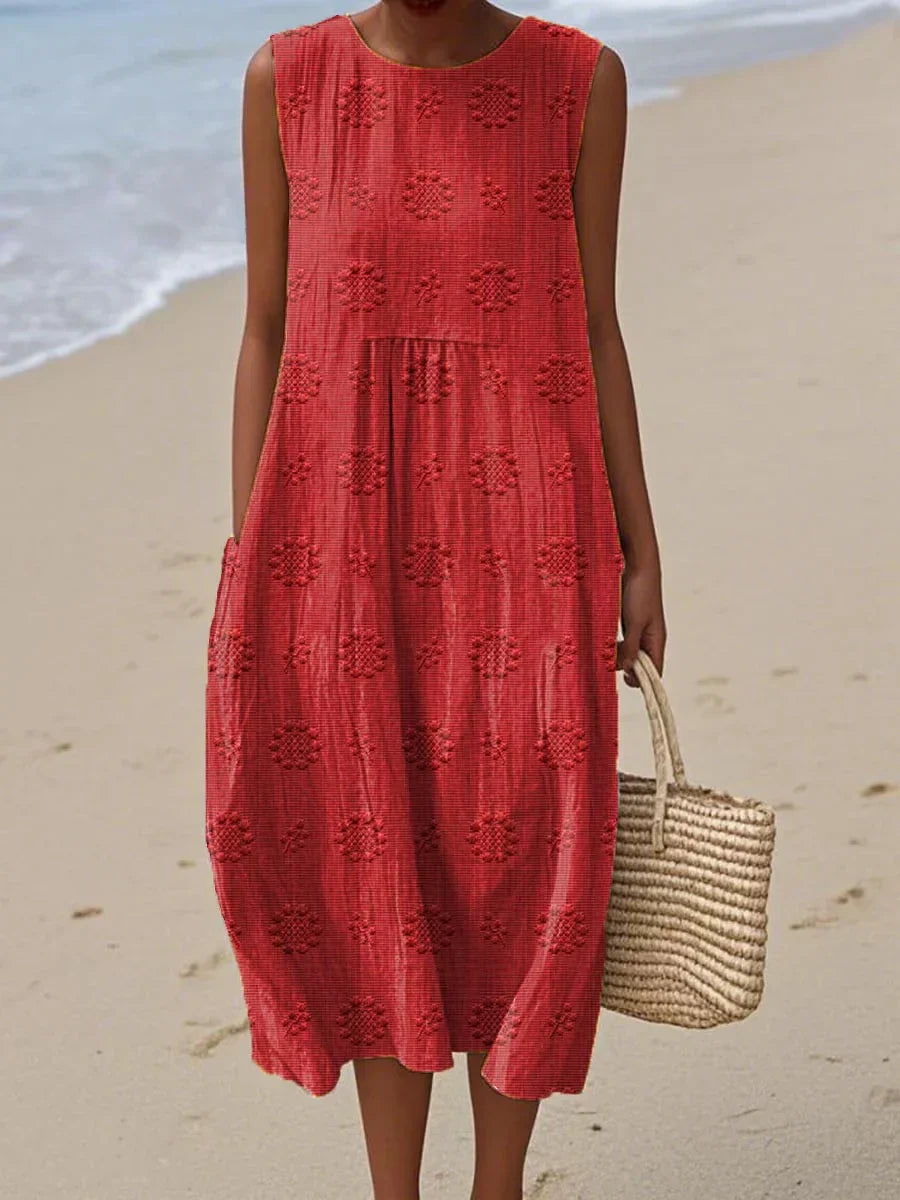 Blair | Womens Sleeveless Textured Midi Dress Luvy Boutique