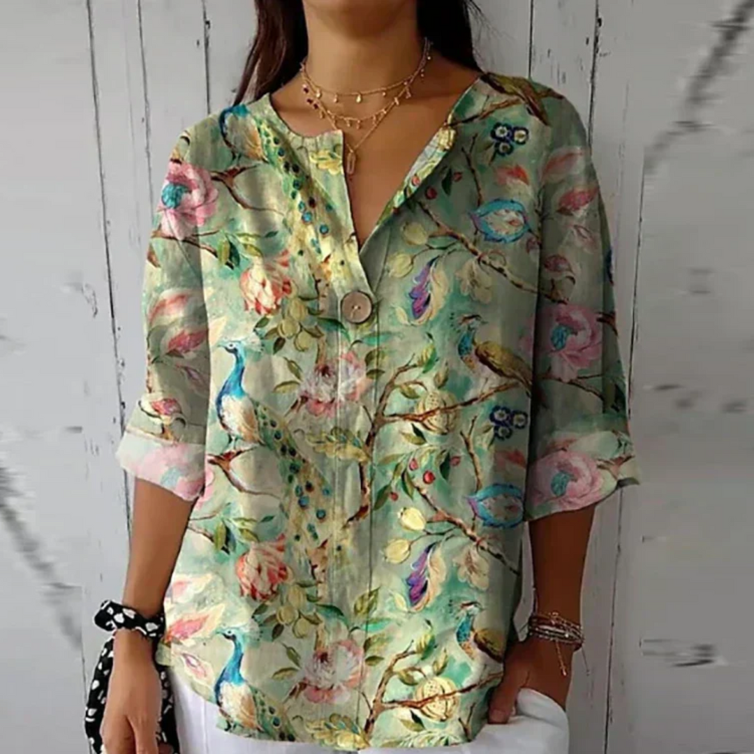 Zoe | Women’s Floral Print V Neck Casual Blouse Luvy Boutique