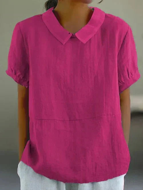 Emma | Women’s Linen Peter Pan Collar Blouse Luvy Boutique