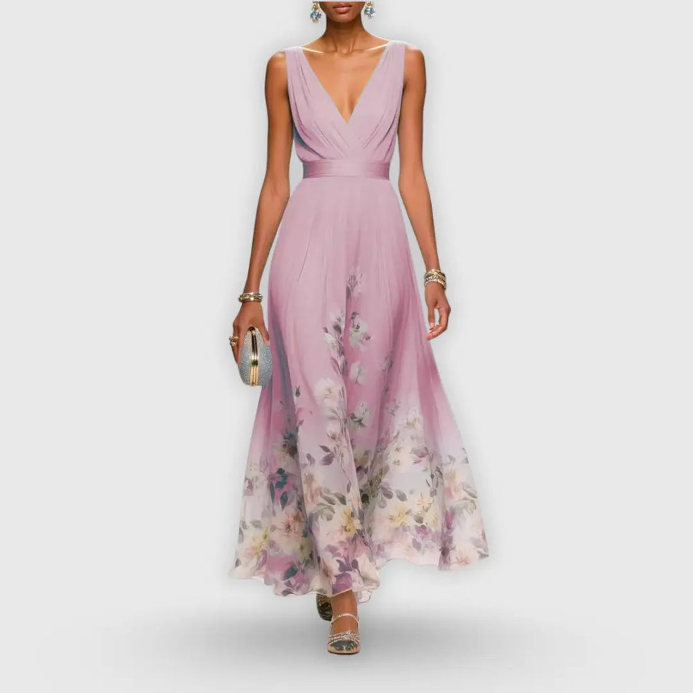 Bella | Women’s Floral V Neck Maxi Dress Luvy Boutique