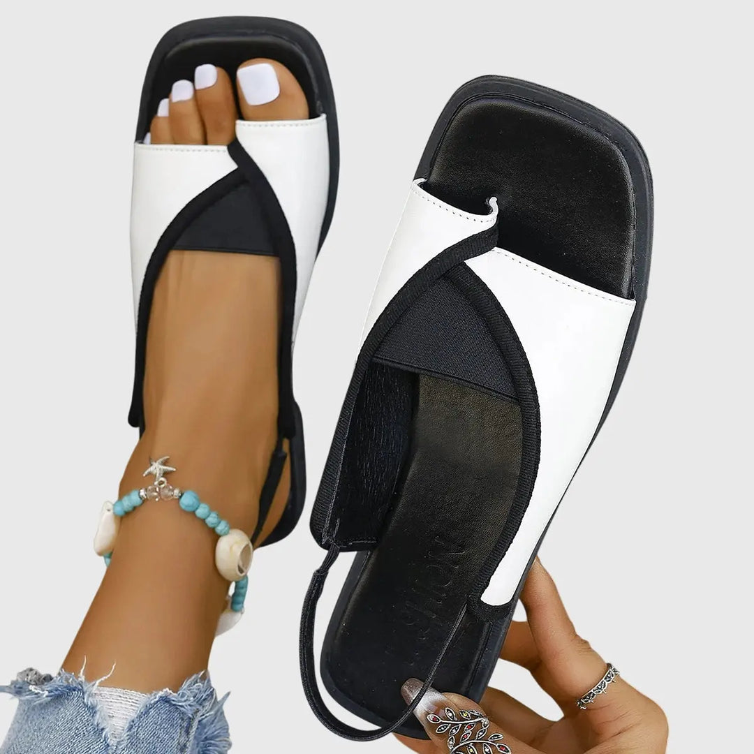 Fiona | Womens Contrast Strap Flat Sandals Luvy Boutique