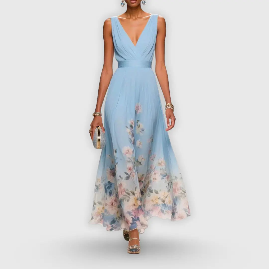 Bella | Women’s Floral V Neck Maxi Dress Luvy Boutique